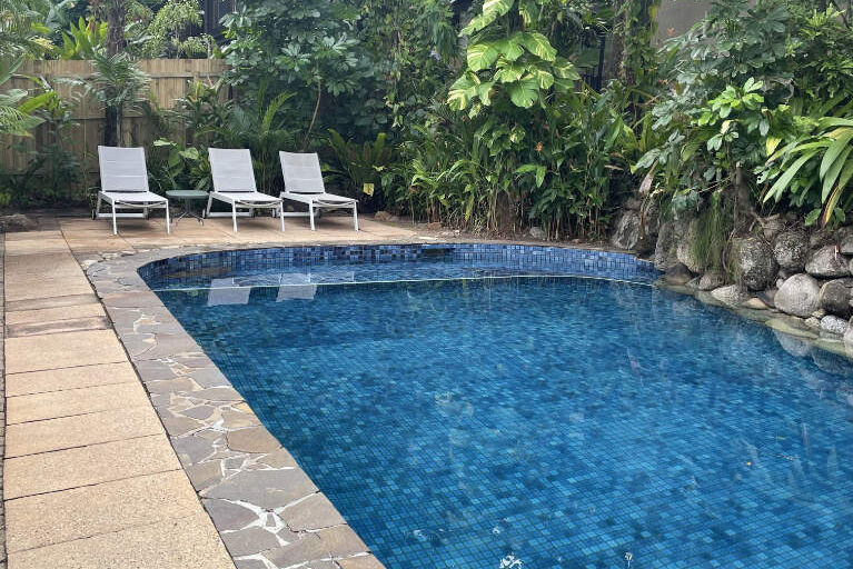 The swimming pool at Coral Sea Villas