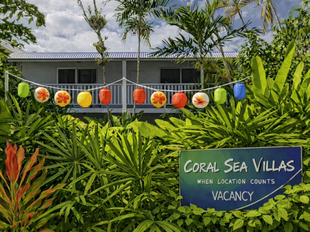 Coral Sea Villas villas with front signage