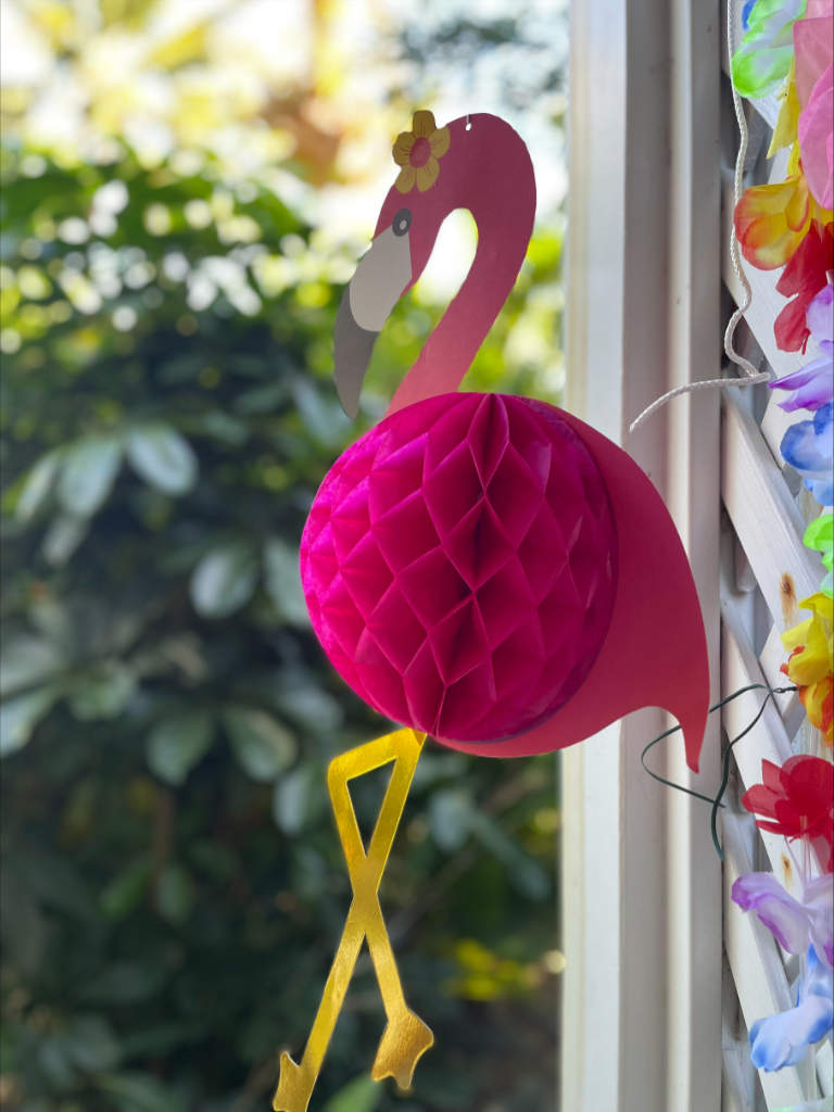 Paper artwork decoration of a flamingo