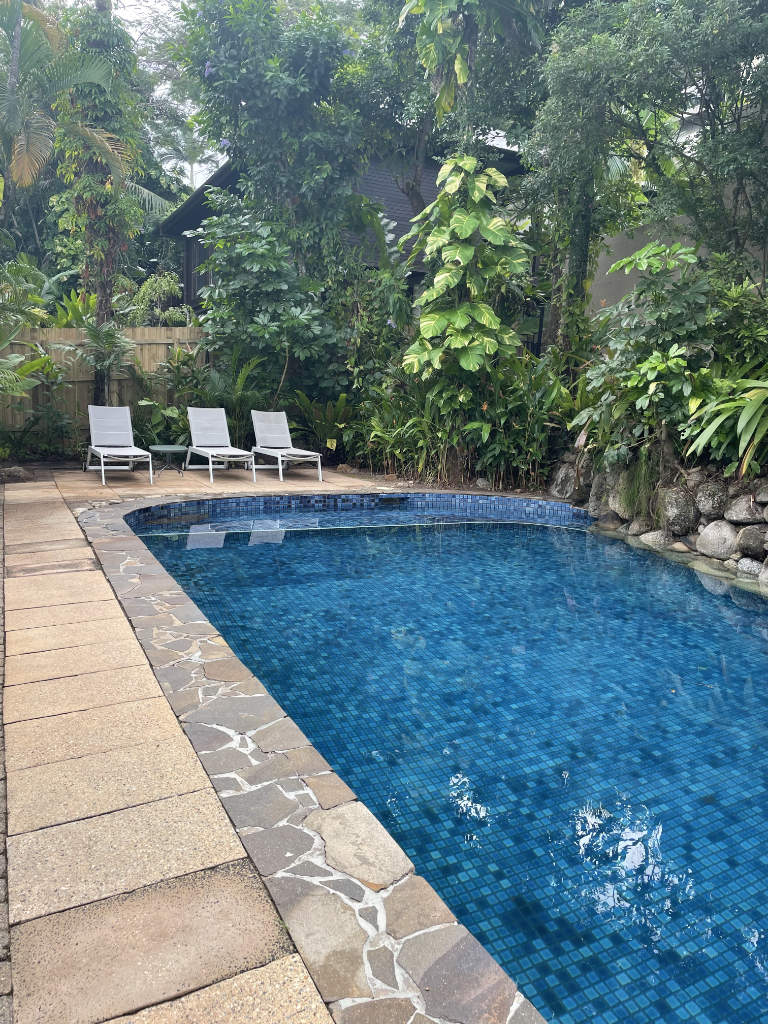 The swimming pool at Coral Sea Villas